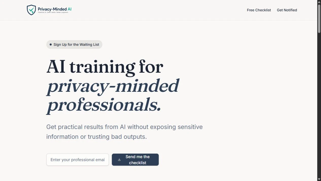 The Privacy-Minded AI website and its invitation to learn safer AI habits